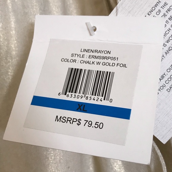 *NWT* ELLEN TRACY Linen Blend Chalk with Gold Foil Pants - Picture 8 of 10